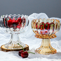 Vente en gros de bols à fruits en verre à pied haut, design minimaliste, style chinois unique, pour salle à manger