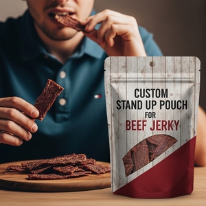 Custom Heat Seal Moisture <b>Proof</b> Food Grade Plastic Stand up Zipper Bags High Barrier Laminated Resealable Pouches for Beef Jerky - Product Image 2