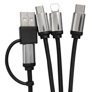 Câble Micro USB Type C multifonctionnel 3 en 1 portable en nylon tressé à charge rapide pour <span class=keywords><strong>iPhone</strong></span> <span class=keywords><strong>14</strong></span>/13/12/11 Pro Max Imprimante - Product Image 5