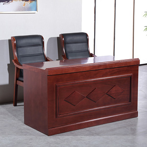 Chairman's Platform Conference Table Double Seat MDF Solid Wood Veneer Office Meeting Use Model 08823 - Product Image 1