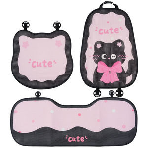 Coussins de siège de voiture au design de chat mignon, en tissu maillé respirant, ensemble de housses décoratives pour sièges arrière, pour une utilisation en quatre saisons - Product Image 5