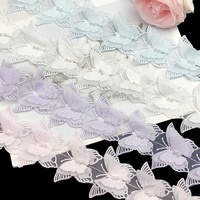 Dentelle florale guipure 3D perlée 100 % polyester tricotée, accessoires de broderie manuelle DIY pour chaussures, chapeaux, vêtements, textiles de maison, sacs