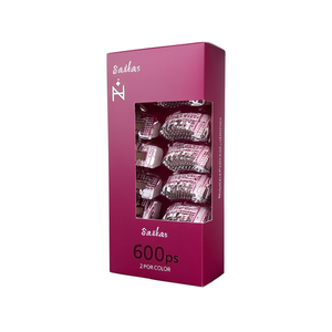 Fermacapelli a clip quadrati piccoli con stampa, 2 per colore, scatola da 600 pezzi - Product Image 1