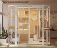 USMILEPET Villa pour chat en bois massif aux coins arrondis, cage panoramique en verre, vue complète, cage sécurisée transparente, maison pour chat DIY, enclos de luxe pour chat