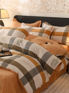 Bộ đồ giường cotton in hoa văn hình học Bộ chăn bông 4 Mảnh chăn bông thêu Vua trắng Kích thước Nap nhà thoải mái - Product Image 6