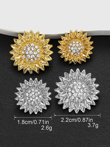 Chất Lượng Cao Thân Thiện Với Môi Kẽm Hợp Kim Mạ Hướng Dương Hình Chân Nút Với Lấp Lánh Thạch Cho Trang Trí May Mặc - Product Image 2