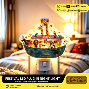 Lámpara LED Decorativa Infantil con Forma de Arca de <span class=keywords><strong>Noé</strong></span>, Giratoria 360°, Luz Nocturna Cálida y Suave, para Habitación Infantil, Venta al Por Mayor, Regalo - Product Image 1