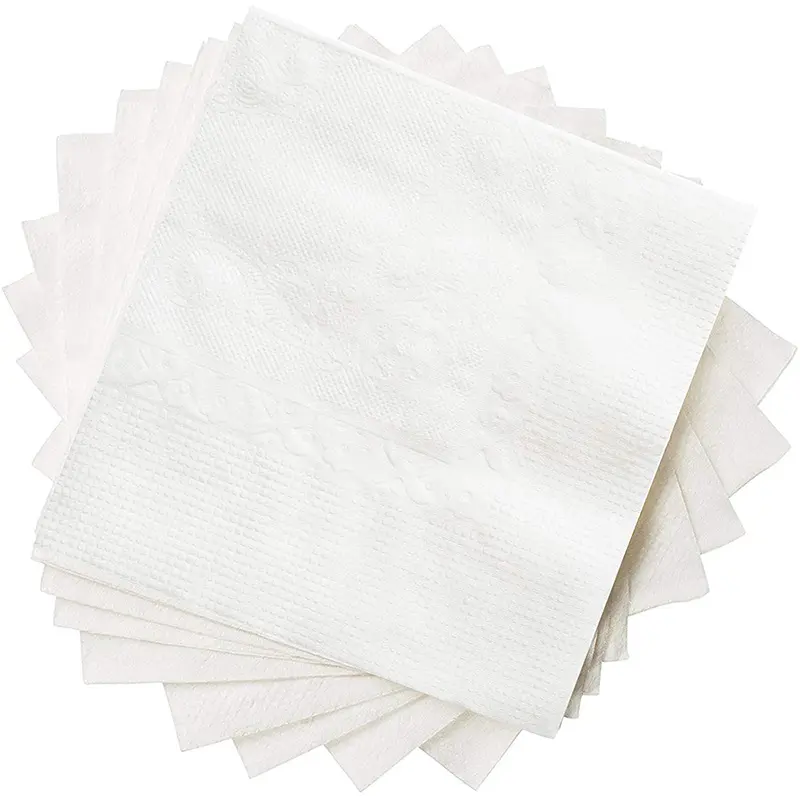 White 1-Ply Bulk Pre-folded Cocktail Table Napkins, Recyclable Restaurant Bar Paper Napkins