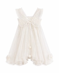 Robe de bébé fille en tulle avec appliques florales enchanteuses et ailes de papillon pour les anniversaires - Product Image 5