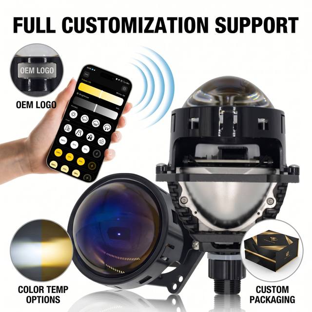 Smart 3 Inch Bi-LED Projector Lens Headlights with App Control Universal High Brightness LED for Car Retrofit Kit Auto Headlamp
