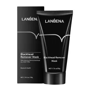 Lanbena máscara removedora de cravo de carvão de bambu natural, nariz, cabeça negra, tiras de poros, máscara facial