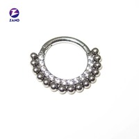 Perhiasan Tubuh Anak Lapis Emas Titanium ASTM F136, Anting Hidung Zirkon Bentuk Lingkaran Poles Tinggi, Anting Daith 16 Gift