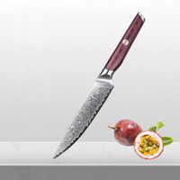 VG10 Damascus staal kern 5-inch utility mes met donkerbruine handgreep Damascus fruit- & schilmes voor thuis & professioneel gebruik