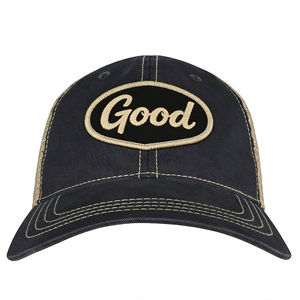 Gorra de béisbol de 6 paneles de algodón lavado con malla trasera - Gorra de sol ligera y transpirable con parche 'Good' para deportes al aire libre - Product Image 1