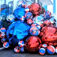 Boule de miroir gonflable Miroir géant bleu Grandes boules brillantes Sphère de disco suspendue en PVC réutilisable pour la décoration d'événements de fête et de mariage
