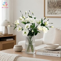 Batang Bunga Lisianthus Buatan dari Kain, Bunga Eustoma Tiruan Realistis dengan Kuncup untuk Dekorasi Vas Pernikahan dan Rumah