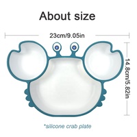 Assiette à plat divisée incassable en forme de crabe plus sûr mignon dessin animé Animal enfants enfants aspiration Silicone bébé assiette