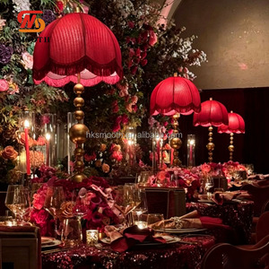 Lampe de table de mariage élégante, style victorien, abat-jour en tissu à franges ivoire, support en métal doré, idéale pour les événements et les fêtes - Product Image 6