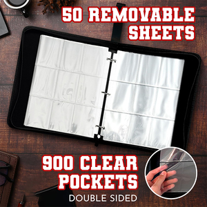 Xách tay 9-túi 50 trang 900 Túi thẻ chất kết dính không thấm nước PU Zip Dây Kéo Con dấu cho giao dịch thể thao Trò chơi thẻ Bộ sưu tập Album - Product Image 6