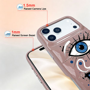 Coque de protection légère en cuir PU éponge avec motif œil Street Art, haute absorption des chocs pour iPhone 17 Pro Max - Product Image 3