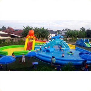 Glissières d'eau gonflables de poulpe Commercial avec piscine pour terrain de jeu extérieur - Product Image 1
