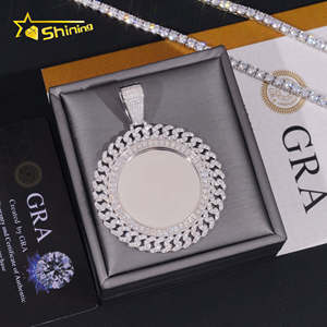 Nouveau design 2 pouces Moissanite <span class=keywords><strong>Pohto</strong></span> pendentif bijoux en argent Sterling 925 personnalisé Hip Hop mémoire Moissanite pendentif pour hommes cadeaux - Product Image 5