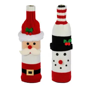 Table decoration Santa Claus wine bottle set Christmas decoration knitted champagne red wine bag customizable wine bottle cover