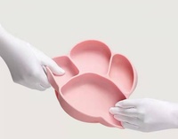 Assiette d'alimentation pour bébé en silicone personnalisée avec base à forte succion, vaisselle divisée pour tout-petits, assiette en forme de chat, fabricant OEM ODM