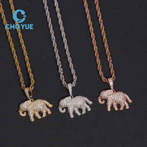<b>Top</b> Quality 925 Sterling <b>Silver</b> VVS Moissanite Elephant Pendant Hip Hop Iced Out Jewelry Unisex GRA Certificate - Product Image 6