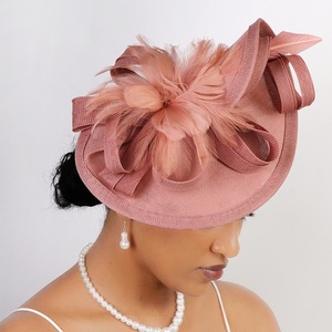 Women Sinamay Fascinator <strong>Hat</strong> with Feather, Formal Saucer <strong>Hat</strong> <strong>for</strong> Wedding, Royal <strong>Ascot</strong>, Church Party - Product Image 4