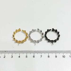 Support de bague en argent S925, accessoires DIY pour perles, perles rondes simples de 8-9 mm, bijoux en argent 1841 - Product Image 4