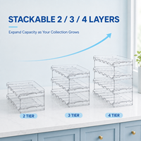 Support de rangement empilable transparent pour bouteilles d'eau et canettes de boisson pour cuisine, réfrigérateur et armoire