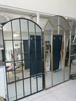 Antique Vintage Full-Length Body Wall Decor Mirror Custom Size Black Gold Metal Framed Hanging Window Pane Arch Espejo Miroir