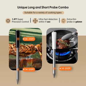 INKBIRD INT-12-BW Dual Mode Wireless BBQ Thermometer WiFi 5G 2.4G and <strong>Bluetooth</strong> 5.4 Long and Short Probe Combo - Product Image 2