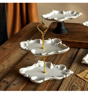 Unique Design Special Shape Cake Tray <b>Plate</b> Wooden Tall Fruit Snack Tray Decoration Ceramic Snack Tray - Product Image 4