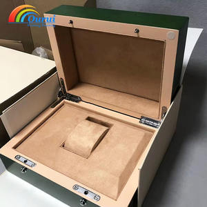 Caja de Reloj de Madera de Lujo de una Sola Ranura, Color Verde, con Bolsa de Regalo, Tarjeta y Certificado, Caja de Regalo con Logotipo Personalizado - Product Image 1