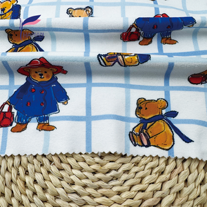 Bán buôn 260gsm 92% P 8% spandex đan in thoải mái căng trẻ em Đồ ngủ đầy màu sắc gấu kiểm tra mô hình cho trang trí nội thất thấp - Product Image 5