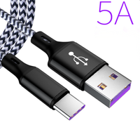 Câble de charge rapide en nylon tressé, transfert de données, de Type C, 12 v 5A