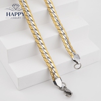 Collier chaîne cubaine en acier inoxydable pour hommes, design NK, plat, gaufré, plaqué sous vide, vente en gros pour la bijouterie
