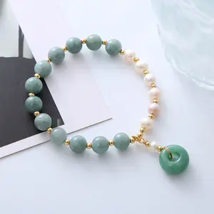 Braccialetti di perle di giada birmano con perline di agata naturale bracciale con perline di pietra per donna