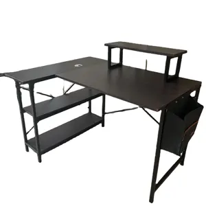 Wholesale Wood And Metal L-Shape Writing Desk Large Computer Desk Table Home Office Corner Laptop Desk Table