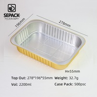 Plat à rôtir jetable en aluminium de 2200 ml, doré, robuste, pour la cuisson à domicile et le service familial