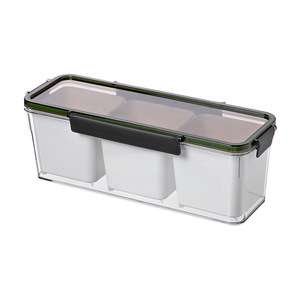 Multi Compartment Food Storage Box With Flip Top Lid For Garlic Ginger Scallions And Spices Refrigerator Use Size L - Product Image 5