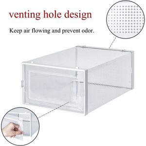 DB 8-Pack White Foldable Shoe Box Double-Tier Stackable <b>Clear</b> Shoe <b>Storage</b> Bin <b>Container</b> Organizer - Product Image 4