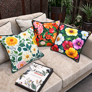 Cao cấp sang trọng 3D hoa thiết kế vuông lớn gối trường hợp 19mm có thể truy cập qua biên giới tựa lưng Đệm cho phòng khách nhà - Product Image 3