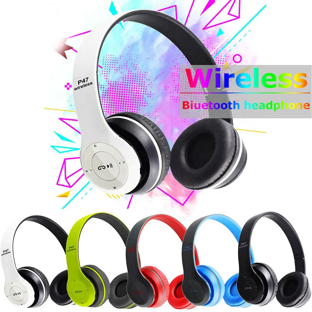 Grosir Lipat 3.5Mm Kabel + Nirkabel Bluetooth P47 Bluetooth Headset dengan Mikrofon Slot Kartu Memori