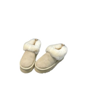 Bottes d'hiver pour femmes UGGs, nouveau <span class=keywords><strong>style</strong></span>, mocassins à bout rond, semelle épaisse, chaussures en laine augmentant la taille - Product Image 4