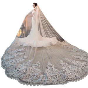 S0382R New High-quality Temperament Light Luxury Retro Super fairy Forest Lace <b>Sequined</b> Veil - Product Image 5