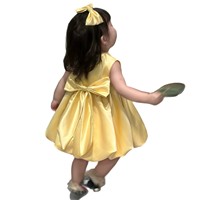 Robe de princesse bouffante jaune pour bébé fille, style coréen, sans manches, pour le 1er anniversaire, demoiselle d'honneur