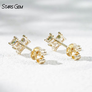Boucles d'oreilles en diamant de laboratoire StarsGem, or massif 10K plaqué rhodium, 0,6 carat total, DEF VS, taille princesse, design cœur, bijoux fins - Product Image 4
